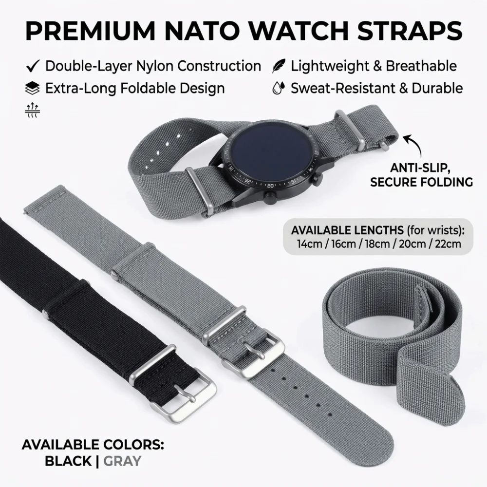 14/16/18/20/22mm NATO Watch Band Bracelet Vintage NATO Strap Wristband Watch Accessories Quick Release Nylon Watchband Outdoor