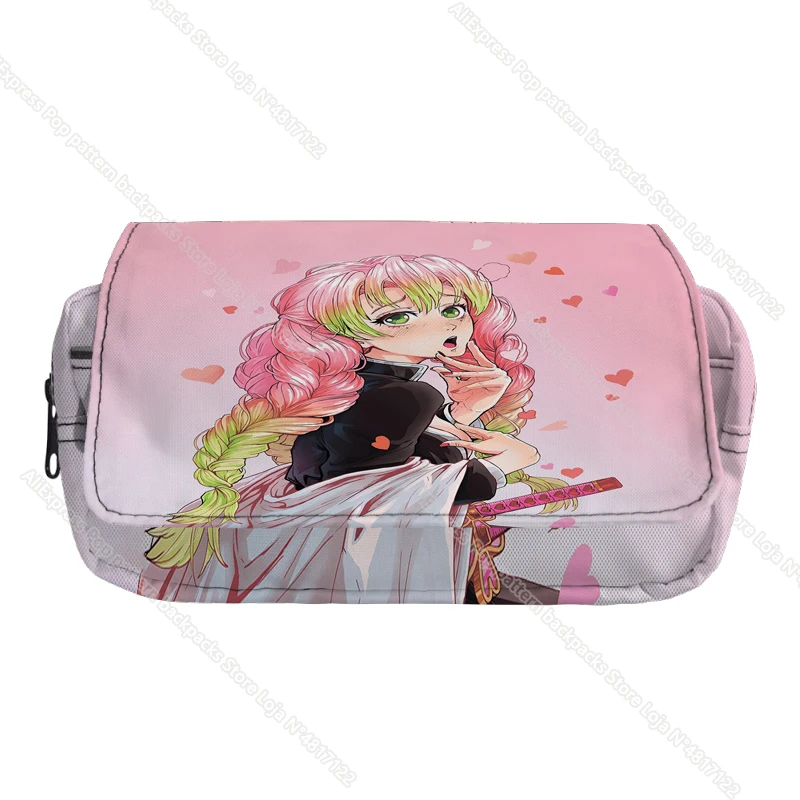 Demon Slayer Pencil Case Kimetsu No Yaiba Pencilcases Large School Pencil Bags Nezuko Inosuke Shinobu Girl Stationery Supplies