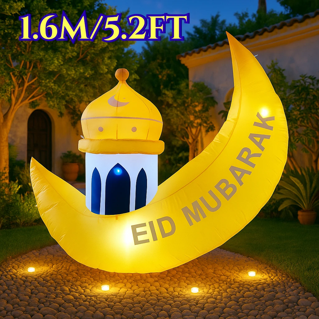 

1,6 м/5,2 фута вечерние праздничные украшения Рамадан Лунный дворец встроенный светодиодный светильник выдувной знак Ид Мубарак надувная модель DIY Декор