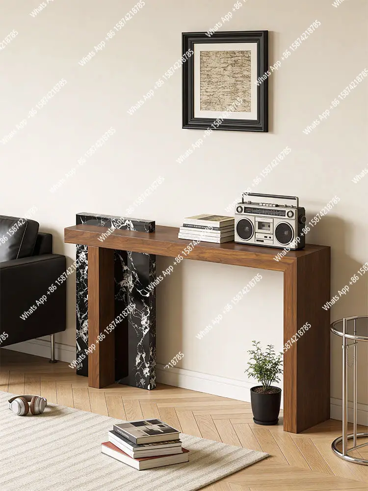Df Travertine Entrance Table Enters The Door And Enters The House Against The Wall Corridor Aisle Solid Wood Entrance Platform
