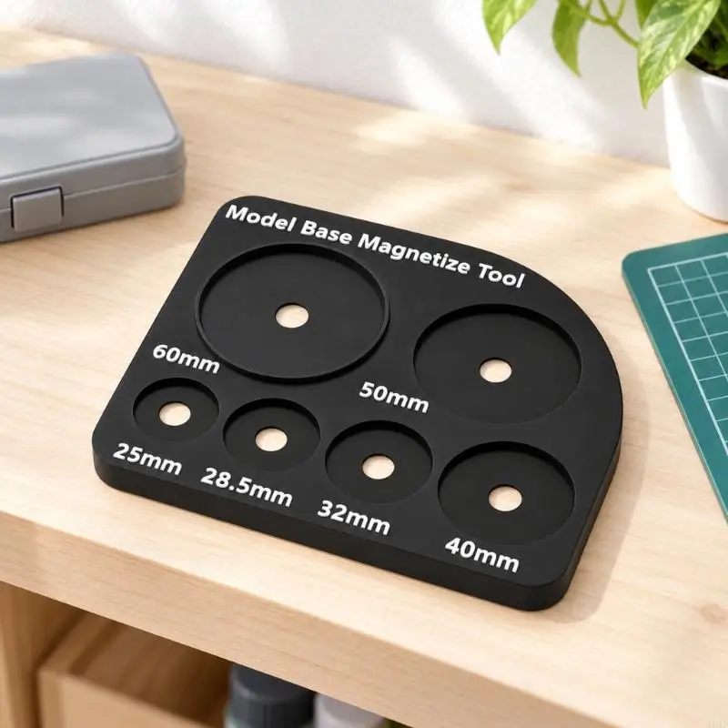ABS Model Base Magnets Alignment Tool with Recessed Positioning Stations to Guide Consistent Placement for Model-Making 37JD