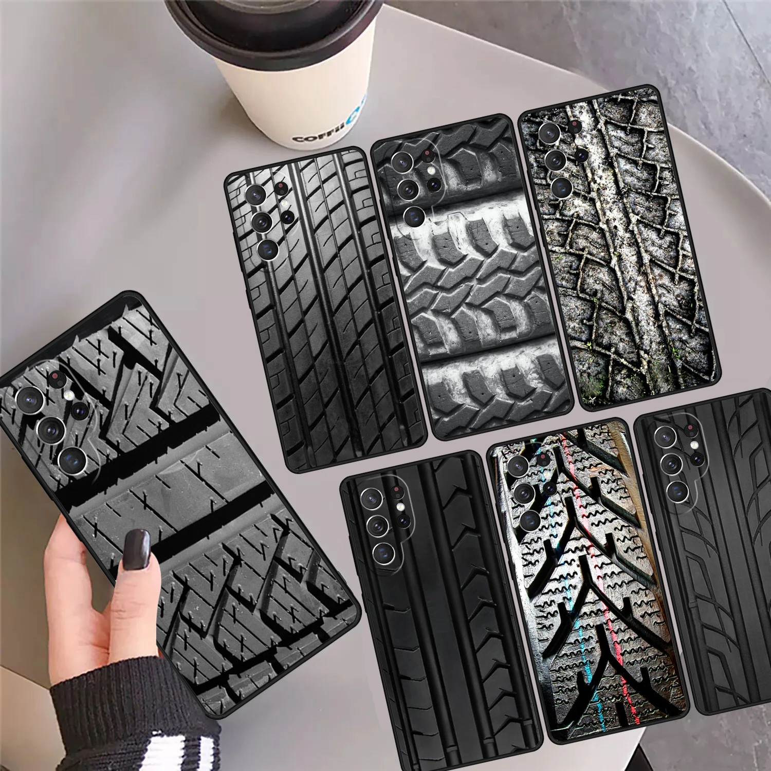 Tire Tread Tyre Track Phone Case Cover For Samsung Galaxy S24 Ultra 23 S22 Plus S21fe Lite S20 S8 S9 S10 Note 10 Pro Note 20