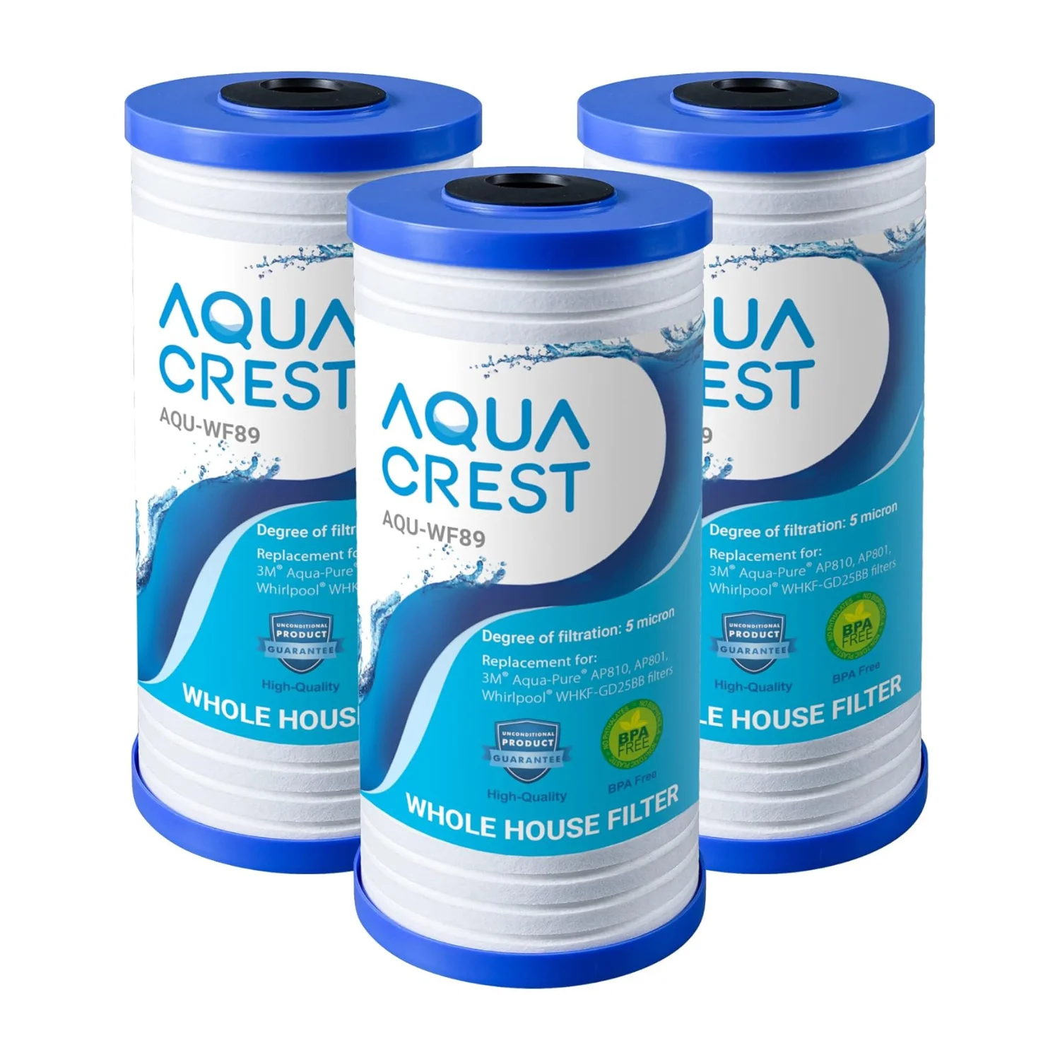 AQUA CREST AP810 reemplazo de filtro de agua para toda la casa, 3M®Aqua-Pure®AP810, AP801, AP811, Whirlpool®WHKF-GD25BB, 5 micras