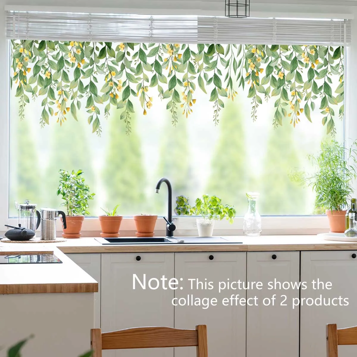 Creative Vine Green Plant Butterfly Flower Window Sticker for Home Glass Shop Window Decal Double Sided Visible Wall Sticker