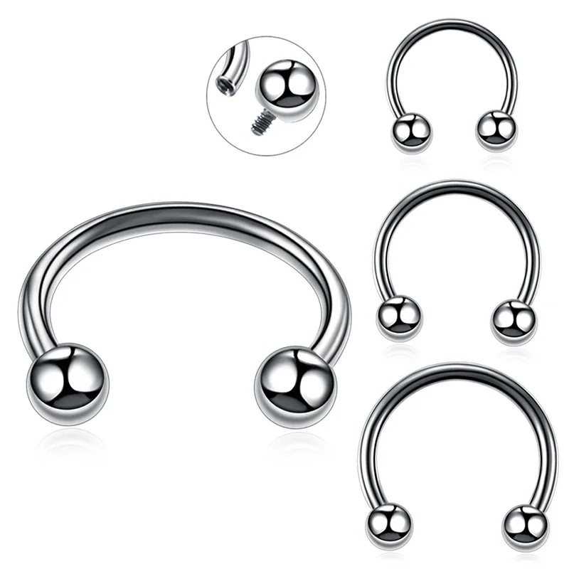 1Pc Surgical Steel Internally Thread  Ball Horseshoe Rings Piercing Ear Tragus Eyebrow Lip Ring Nose Hoop Septum Jewelry Gift