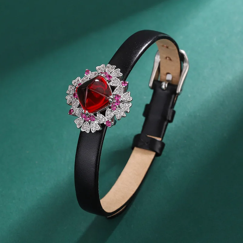 

Luxury Crystal Square Bracelet Women Jewelry Set Temperament Stone Wrist Strap Bracelet For Lady Hand Accessories