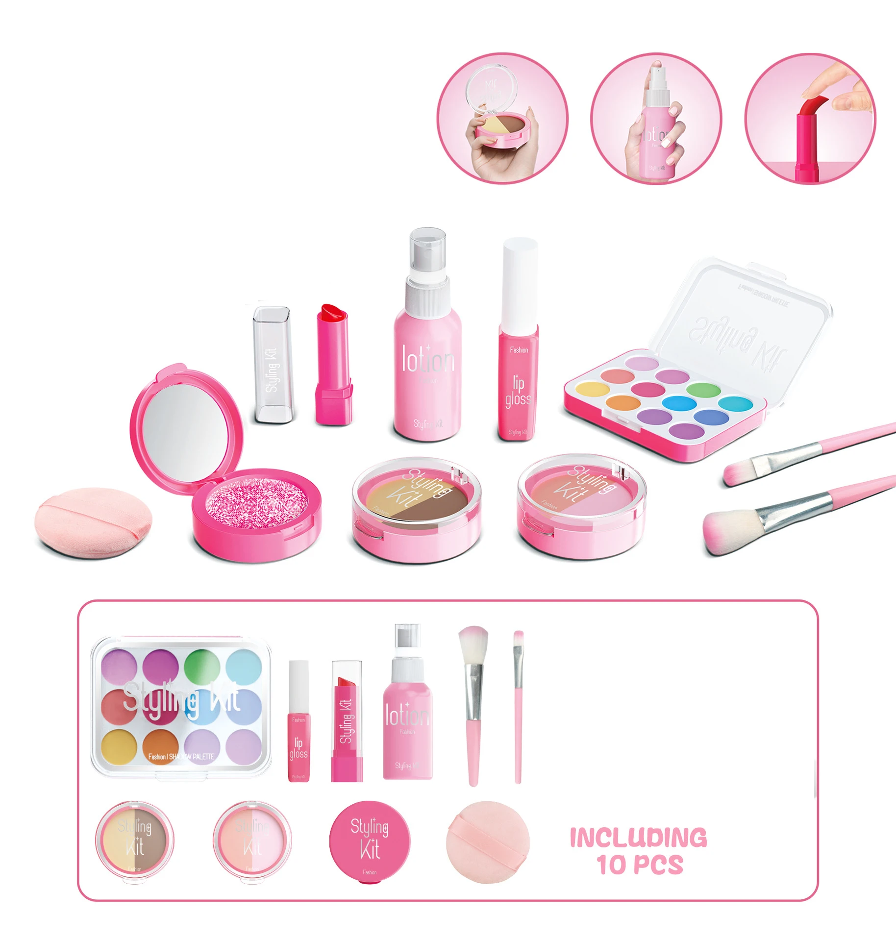 Casa da gioco per bambini Giocattoli Divertimento regalo di Natale Set di trucco per rossetto per ragazze Gioco di ruolo per ragazze Ombretto Rossetto (non applicato)