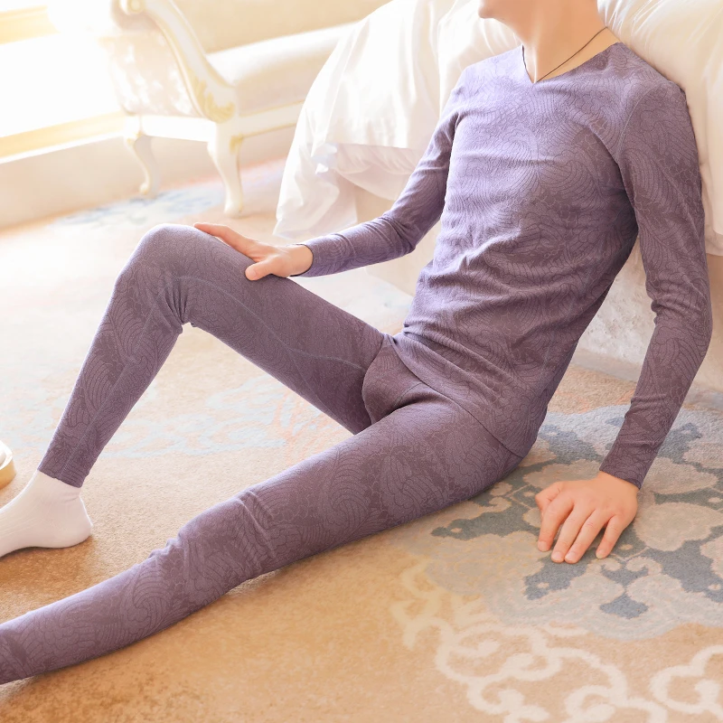 Autumn and Winter Warm Underwear Set Men's thin velvet autumn clothes and pants Comfortable and breathable Bottom shirt