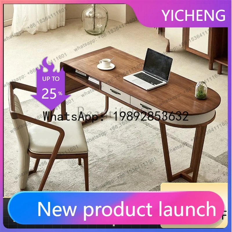 BGZ7FF North American black walnut solid wood desk Italian saddle leather personalized home study writing desk