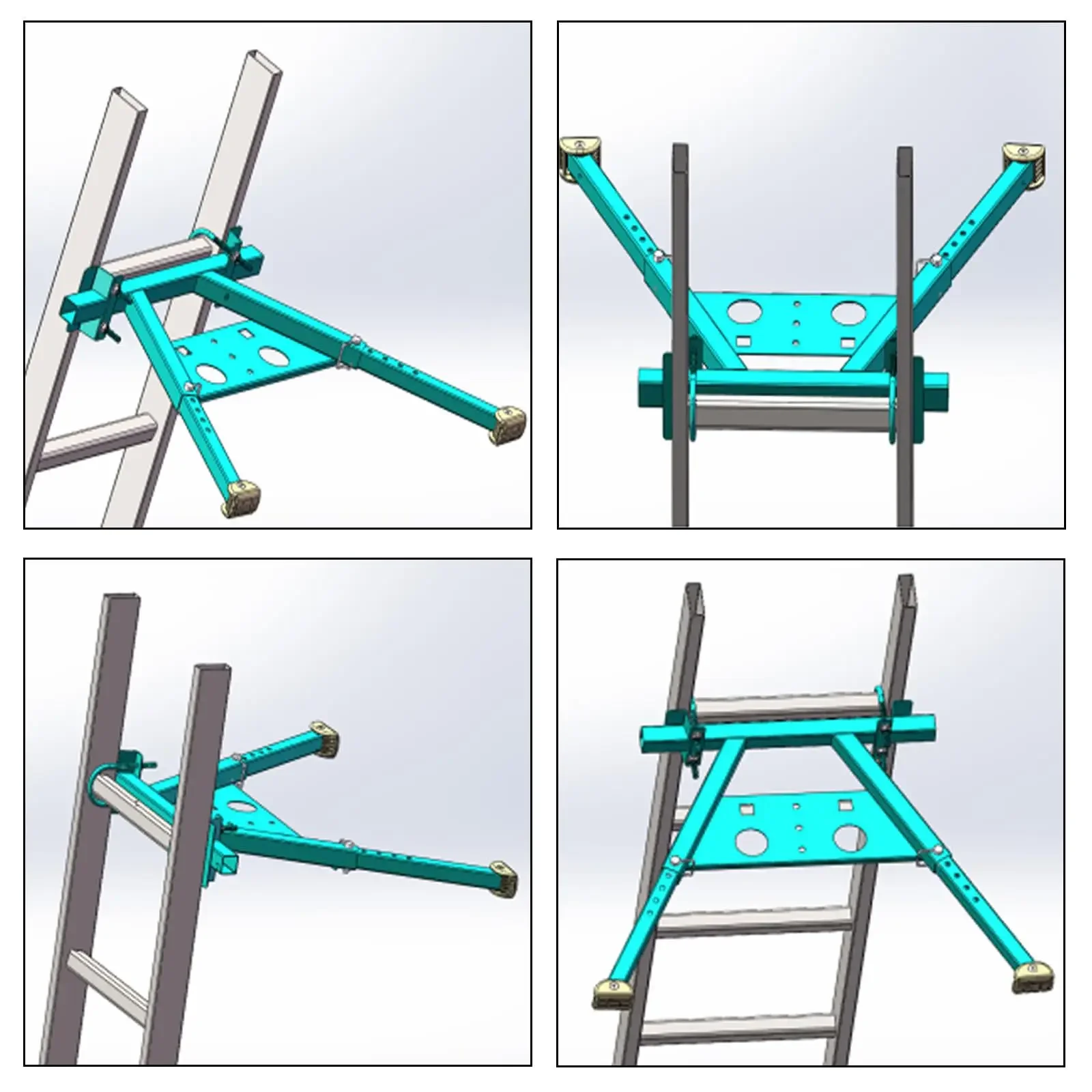 Ladder stabilizers for roofs, ladder supports, telescopic ladder stabilizers