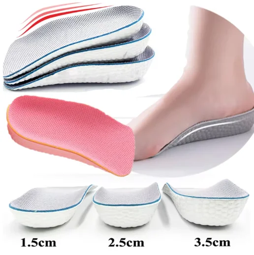 1 paire de semelles intérieures invisibles en mousse pour augmenter la hauteur, unisexe, pour pieds plats, soutien de la voûte plantaire, orthopédiques, pour baskets, rehausseurs de talon