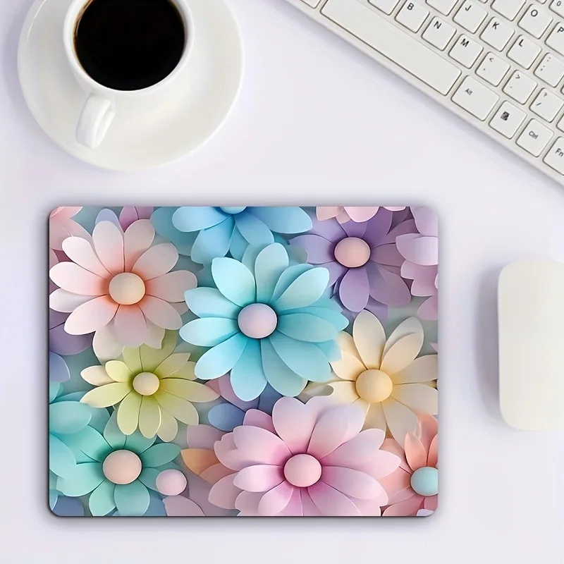 Süße bunte Blume kleine Mauspad Gamer Computer Kawaii Matte Mousepad Schreibtisch 24x20cm Mauspad Gaming Zubehör Geburtstagsgeschenk