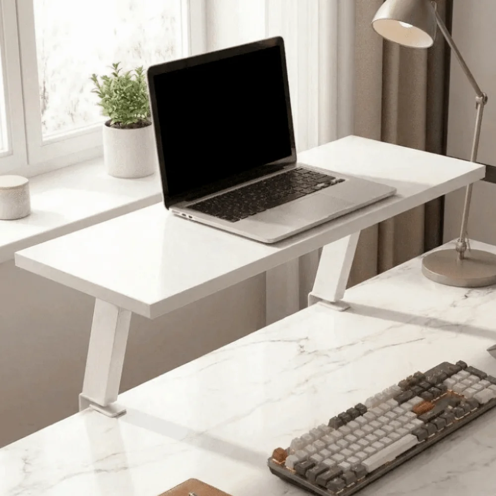 No Drilling Clamp Desk Organizer Easy To Assemble Stable Desk Edge Clamp Shelf Adjustable Space Saving Floating Desk Shelf