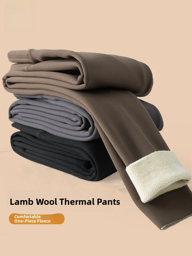 

Теплые брюки из овечьей шерсти для женщин, уличная одежда, новинка 2025 года, осенне-зимние, на флисовой подкладке, утепленные, с функцией генерации тепла, для йоги