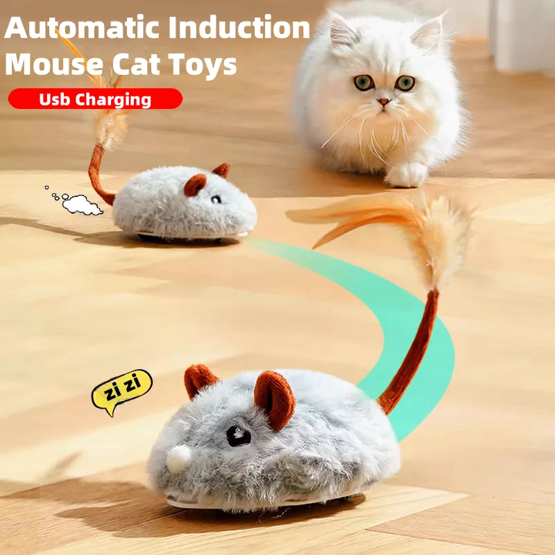 

Interactive Cat Toy with Real Squeaky Mouse Electronic Sound, Cat Toys for Indoor Cats, Kitten Toy Automatic Cat Mice Toy