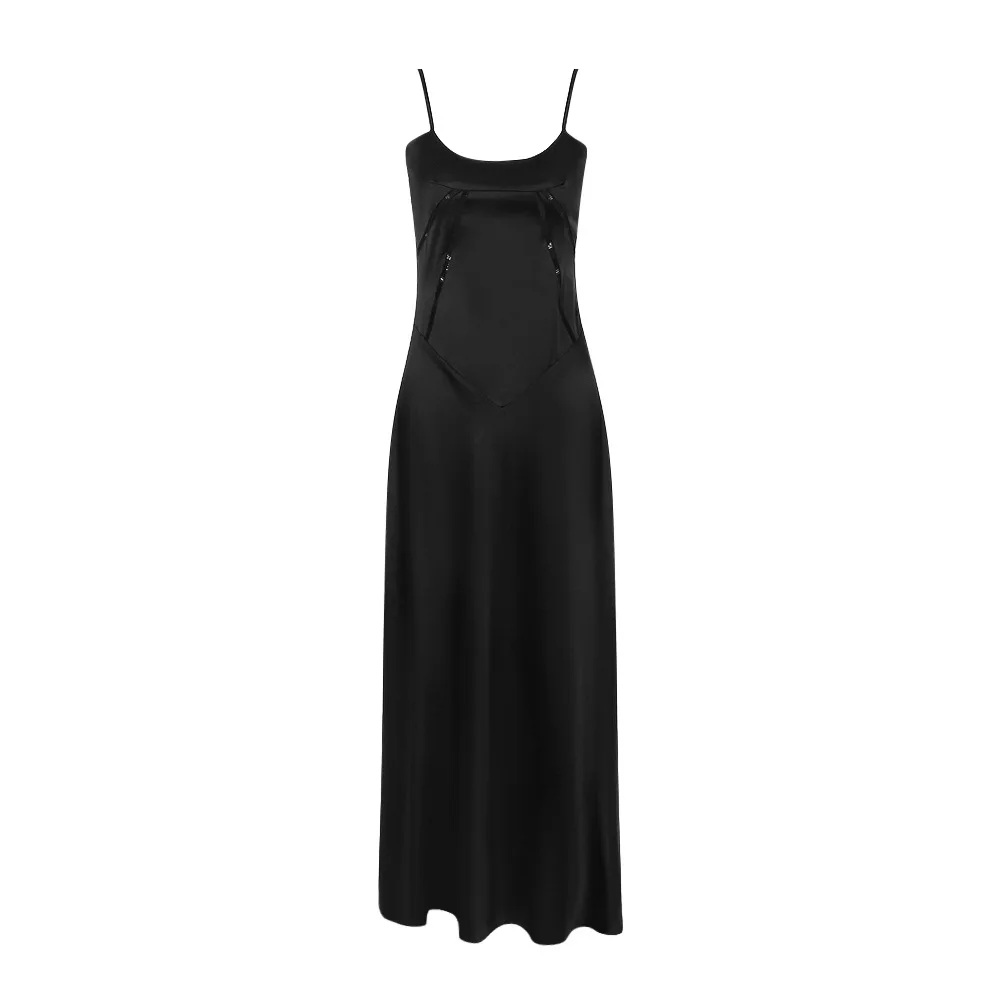 Ropa femenina Vestido de mujer Moda Mujer Nueva falda sexy con tirantes Falda larga sin espalda delgada Vestido negro Vestido de noche para mujer