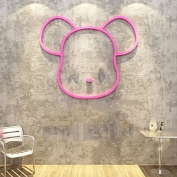 Bear Wall Decorations Restaurant Background Wall Stickers Acrylic Sticker Self-adhesive DIY Wallpaper 3D Wall Decal