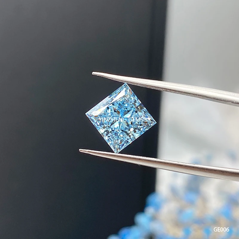 CVD Princess cut Lab grown diamond 3.12ct Fancy Blue VS1 2EX loose gemstone IGI Certificate accept customized