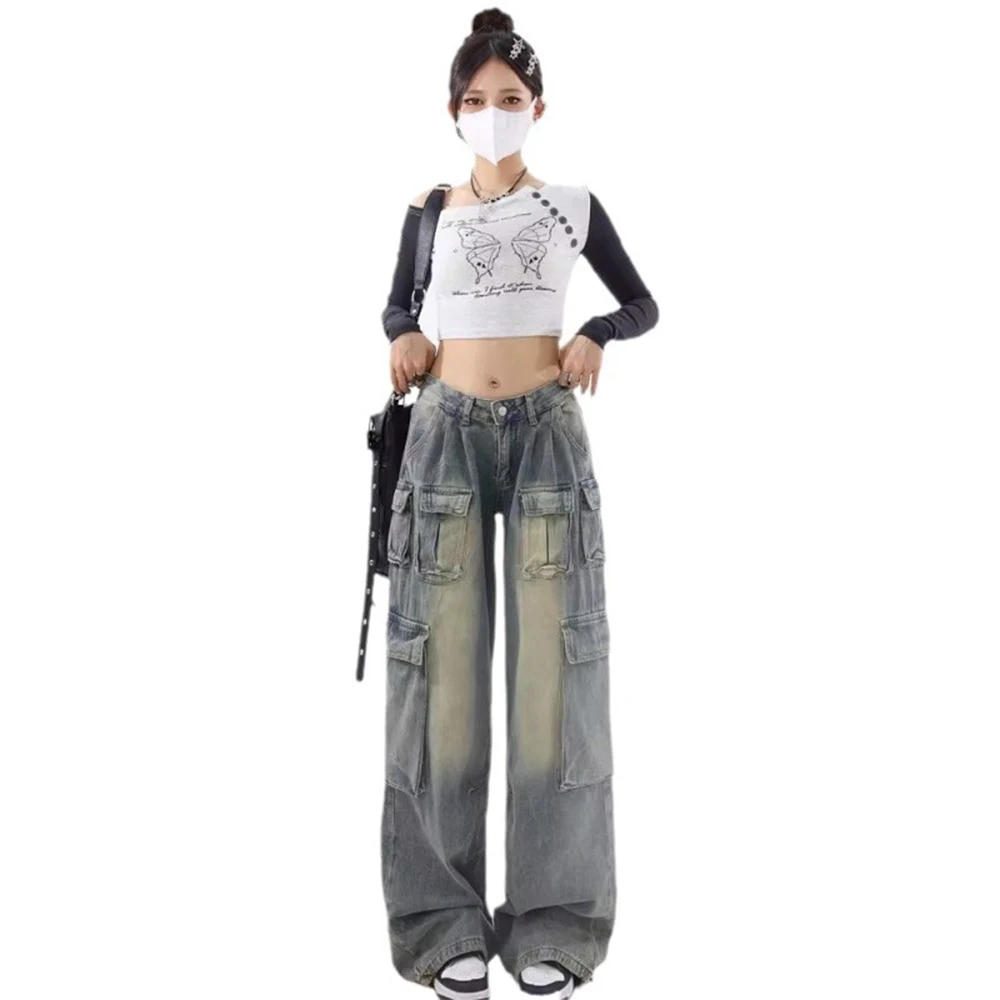 

Women's Jeans Woman High Waist Denim Streetwear Korean Fashion Newjeans Vintage Clothes Female Clothing Cargo Pants Women