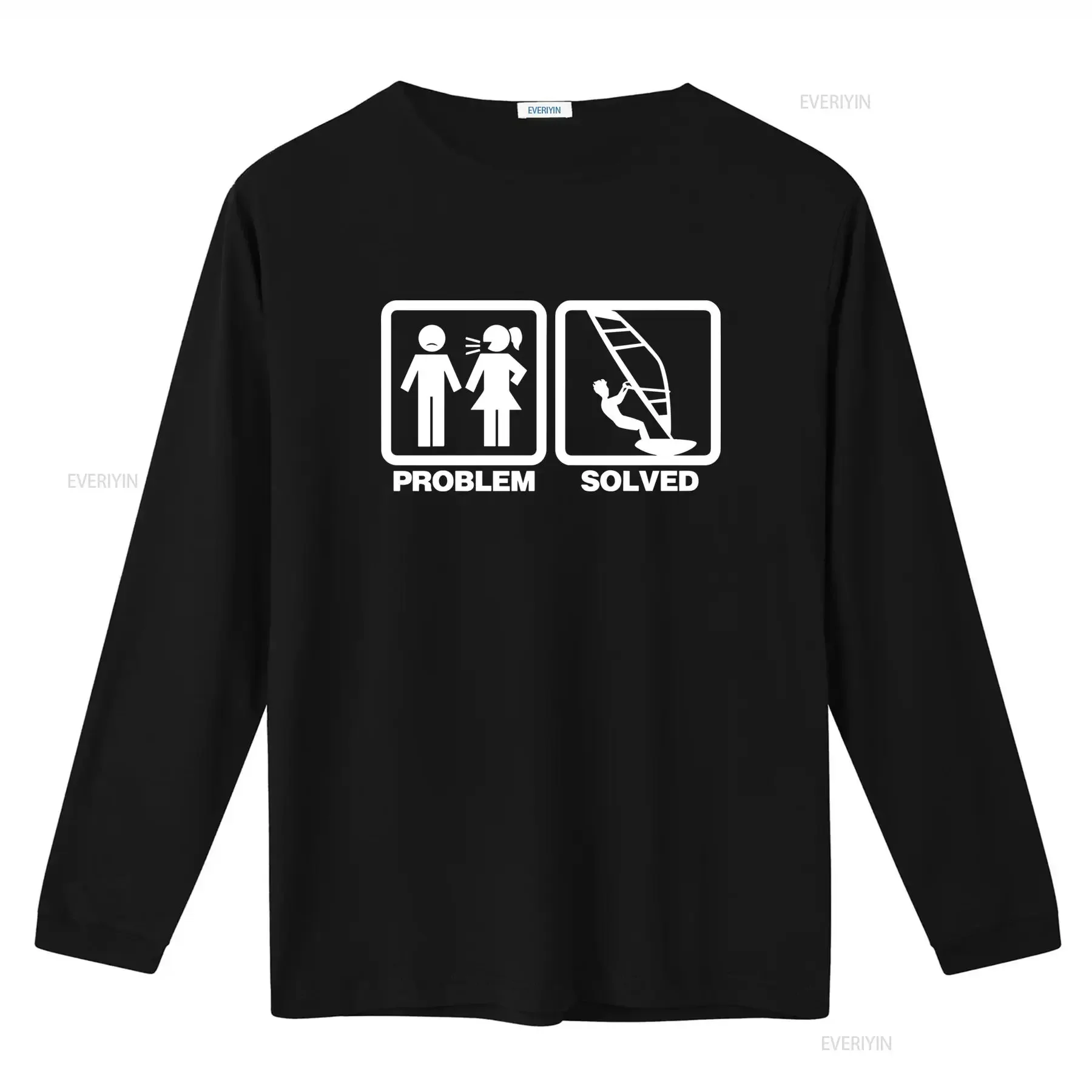 Problem Solved Windsurfing Windsurfer Mens Funny T Shirt vintage Washed Unisex Comfortable graphic Stylish streetwear