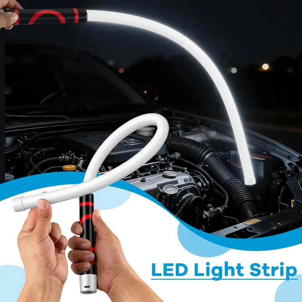 Lanterna LED Flexível de 73cm, Alta Luminosidade, Recarregável, Lâmpada de Reparo, Luz de Trabalho para Inspeção de Motores Automotivos, Ferramenta para Mecânicos ao Ar Livre