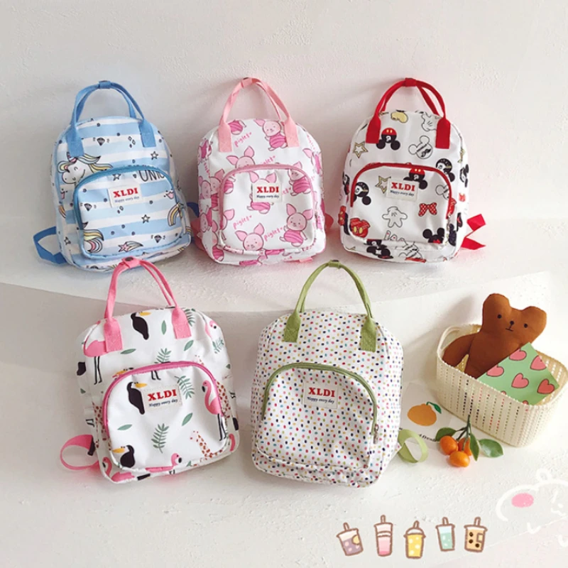 Cartoon Print Mochila para meninas, Pink Princess School Bags, Kids Satchels, Kindergarten Bookbag