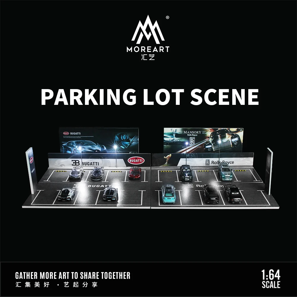 Moreart 1:64 Bugatti Rolls-Royce car brand open-air car park model with lights