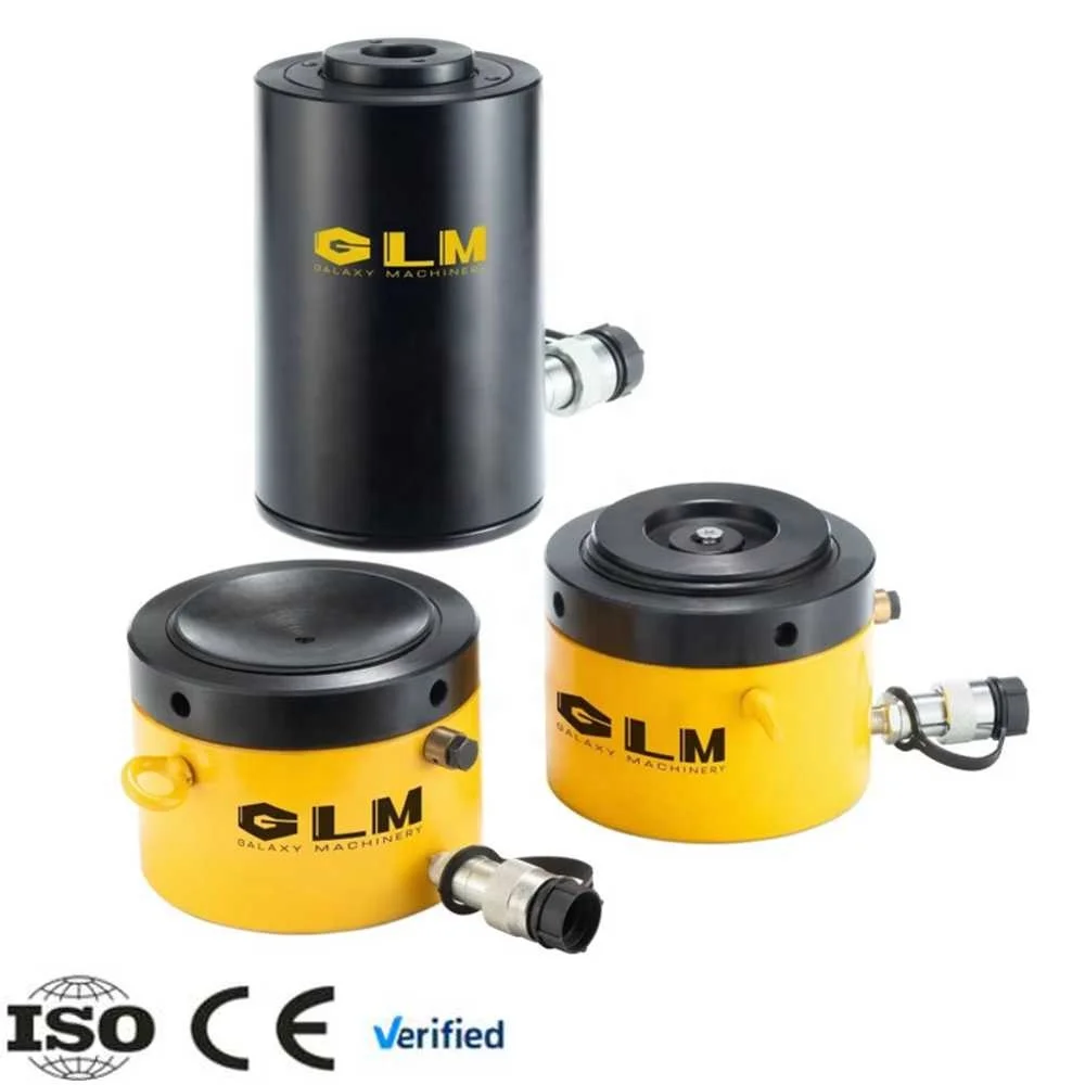 Industrial Grade 700bar Sturdy Spring Return Single Acting Aluminum Hollow 30 Ton 100Mm Stroke Hydraulic Cylinder Jacks