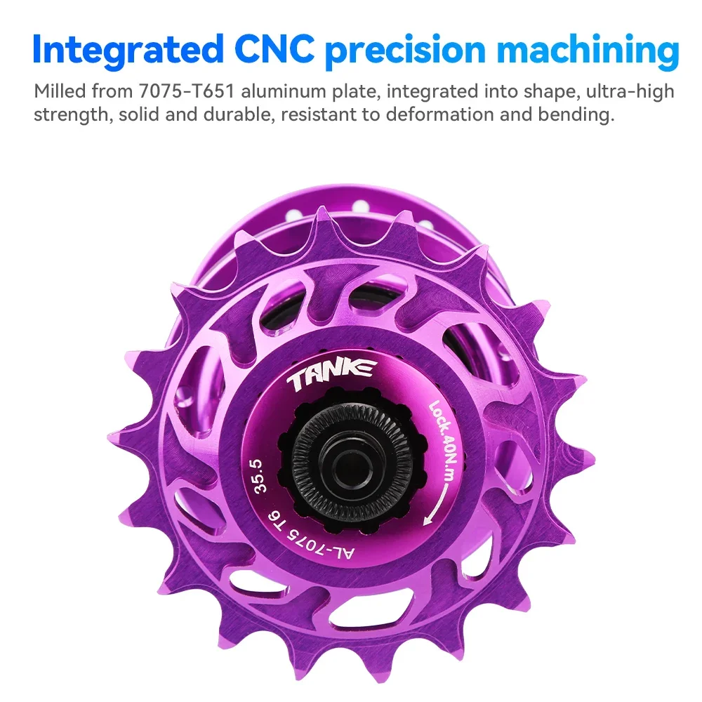 TANKE-Single Speed Flywheel Conversion Kit,18T,HG Cassette Cog,MTB Road Bike Sprocket for Freewheel Chain,7075 aluminum alloy