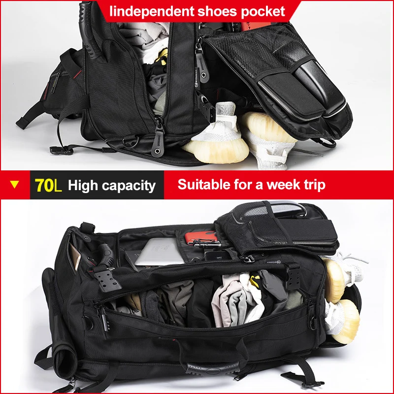 50L 70L Large Capacity Travel Backpack Luggage Sports Training Fitness Duffle Independent Shoes Storage Bag Laptop Business X929