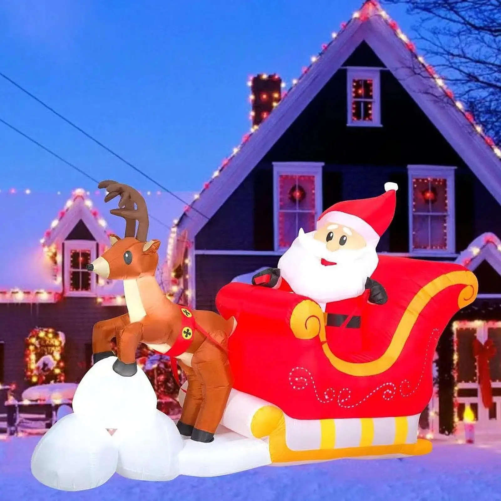 

Blow up Santa Claus Santa Claus on Sleigh Winter Built in Blower Party Decor Giant Winter Decor Blow up Yard Decoration