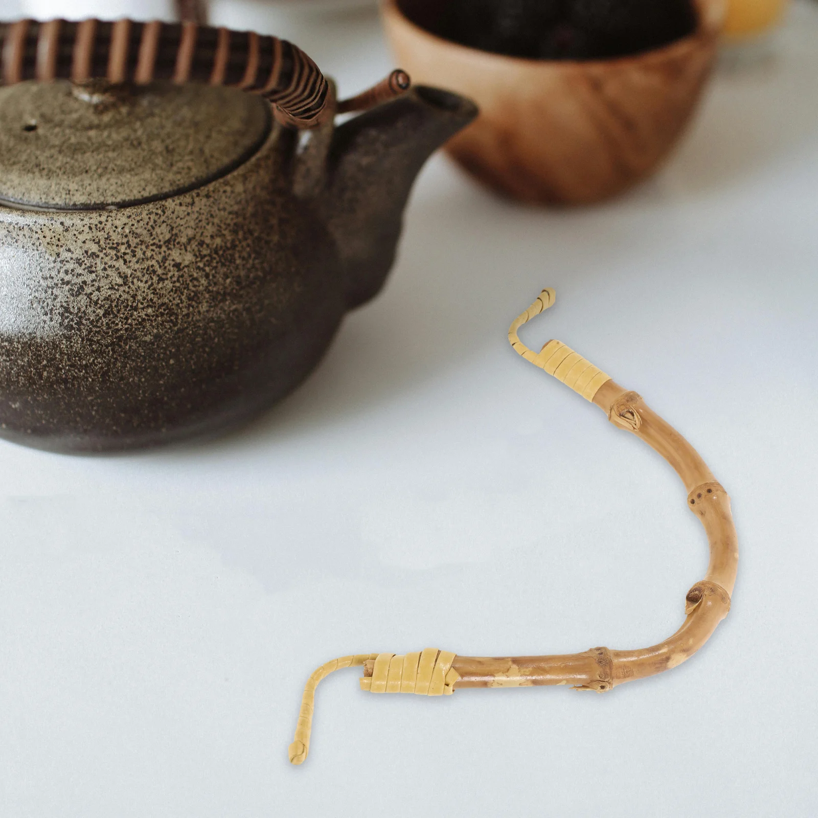 

2 Pcs Teapot Handle Flower Plant Loose Leaf Strainer Color Change Chinese Rattan Ceramic Handles Bamboo Shaped Infuser