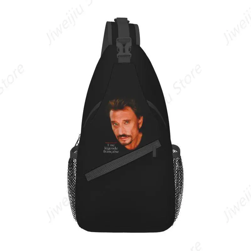 Cool Johnny Hallyday French Singer Sling Crossbody Backpack Men Custom Rock Music Shoulder Chest Bag for Traveling Daypack