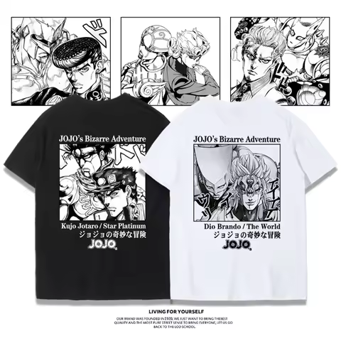 Jotaro Kujo Kira Yoshikage anime 100% cotton T-shirt summer men's jojo's bizarre adventure fashion men's T-shirt
