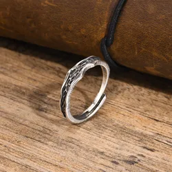 Mprainbow Men's Retro Wedding Rings,Vintage Silver Color Gothic Finger Bands Resizable,Valentine's Father's Day Birthday Gift