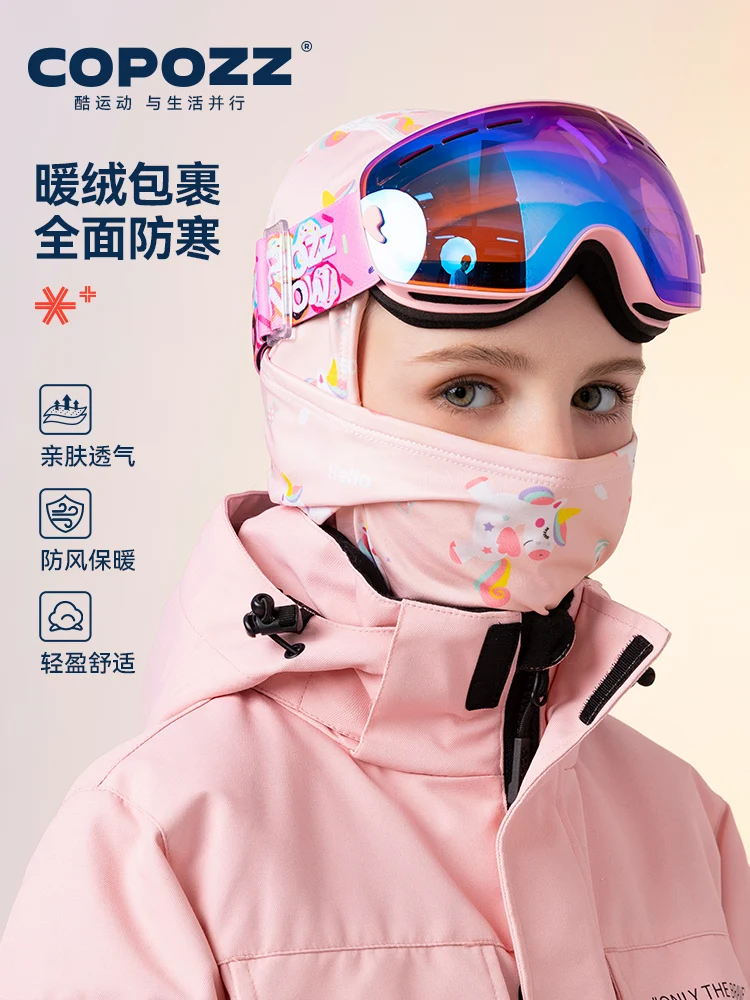 AliExpress COPOZZ Children Winter Balaclava Ski Mask Cycling Skiing Thermal Mask For Kids Outdoor Windproof Half Face Mask Cartoon Print