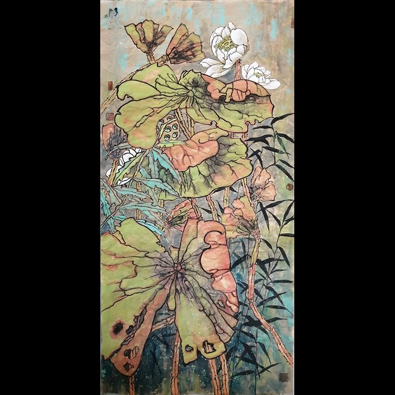 

Pure hand-painted Chinese painting background decoration office calligraphy and painting tea room hanging paintings small