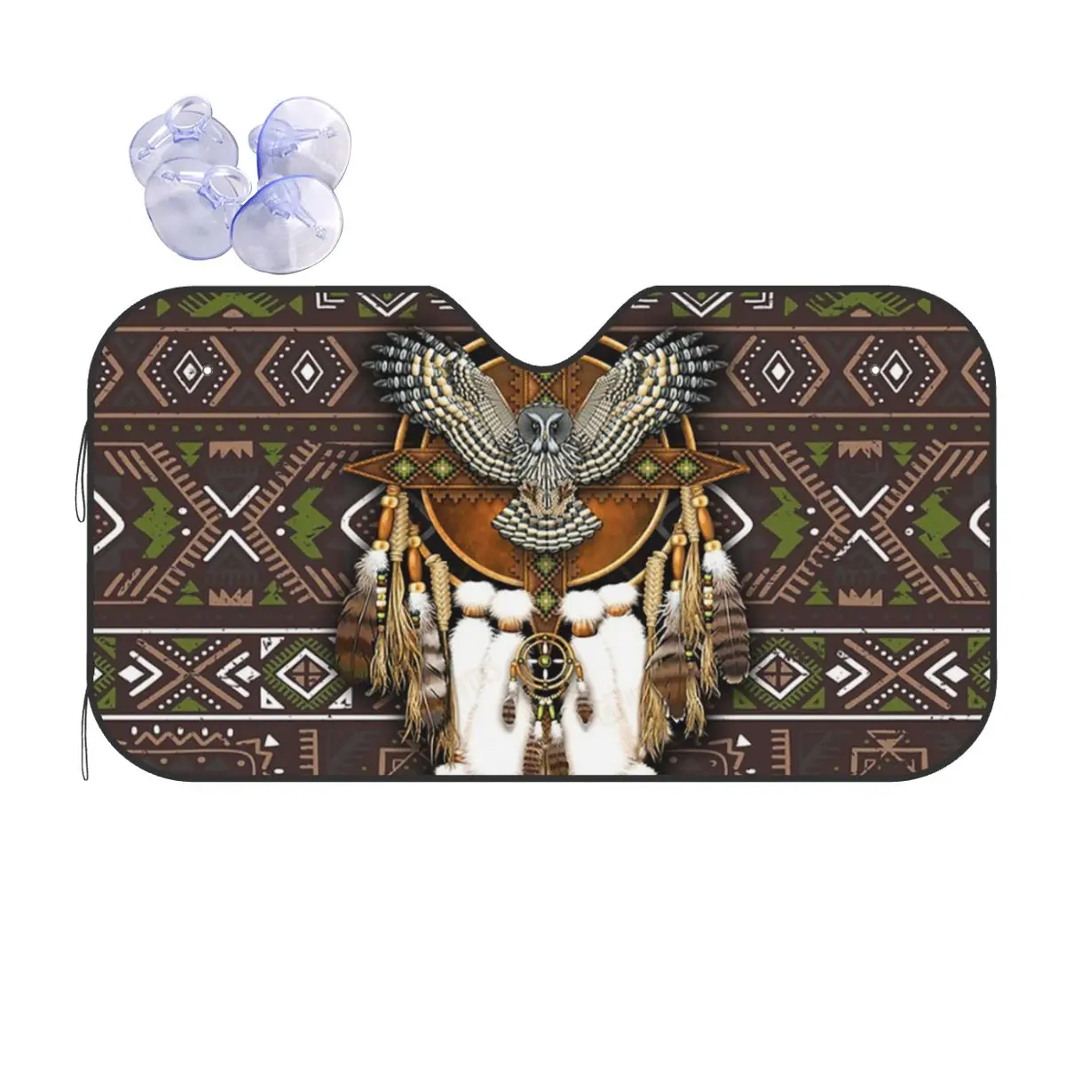 

Native American Owl African Tribal Sunshade Windscreen Car Front Windshield Window Sun Visor Accessories Covers