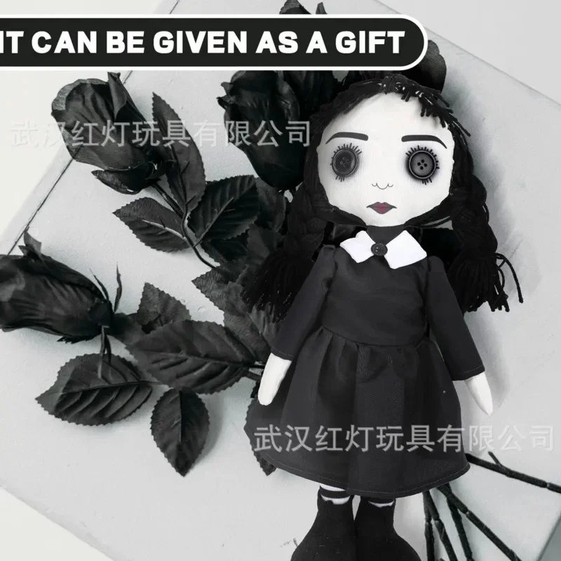 Ghost Doll Plush Toy Halloween Wednesday Terror Black Dress Soft Filling Pillow Room Decoration Children's Birthday Gift