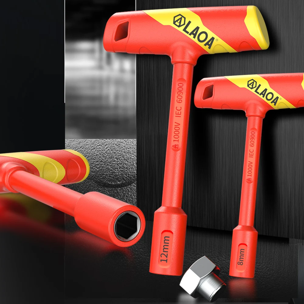 1Pc LAOA VDE T-shape Socket Wrench CR-V 4-14mm Hex Key 58HRC Insulated Hexagon Screwdriver Socket Spannner Motorcycle Tools