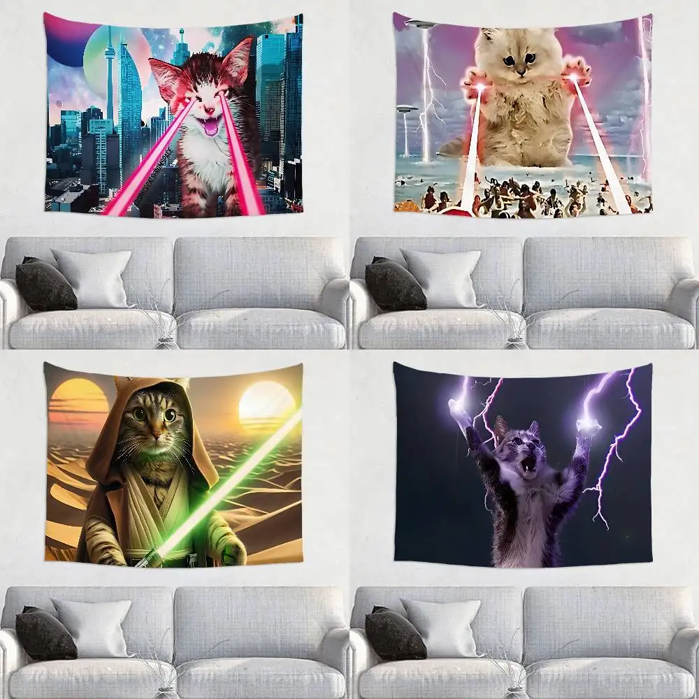 

VIKAMAs Laser Cat Rampages Tapestry Wall Hanging Bohemian Wall Tapestries Mandala Wall Hanging Sheets