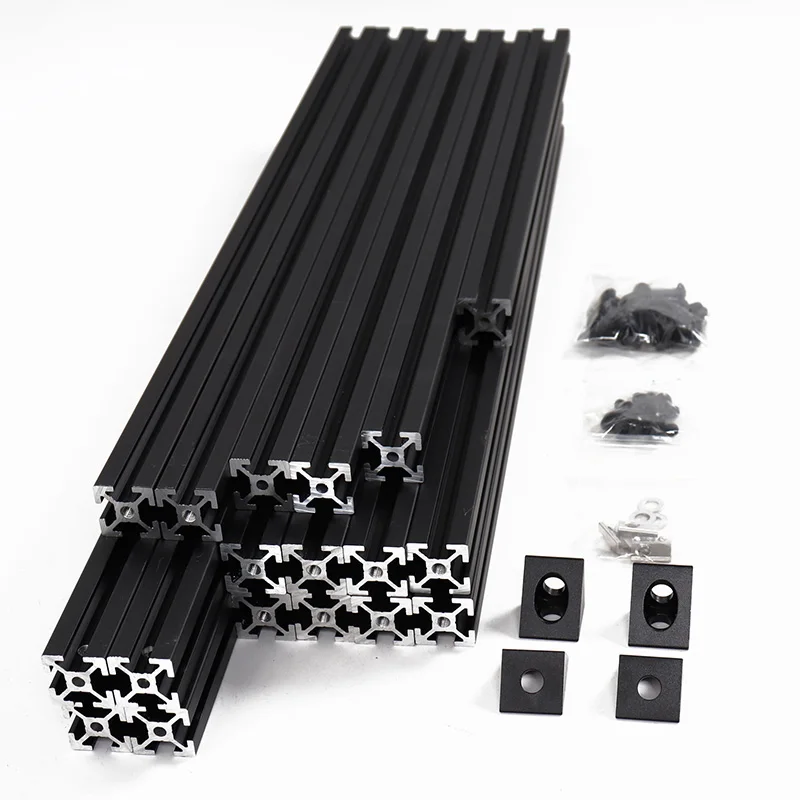 Profil aluminiowy Misumi HFSB5-2020 zestaw ramy wytłaczanej dla Voron 2.4 dla drukarki 3D czarne anodowane złącza ślepe V 2.4 wytłaczania