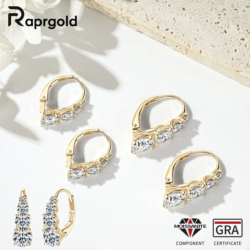 

RAPRGOLD GRA Certified Full Moissanite Hoop Earrings for Women S925 Sterling Silver Huggie Earring Fine Jewelry Gifts oorbellen