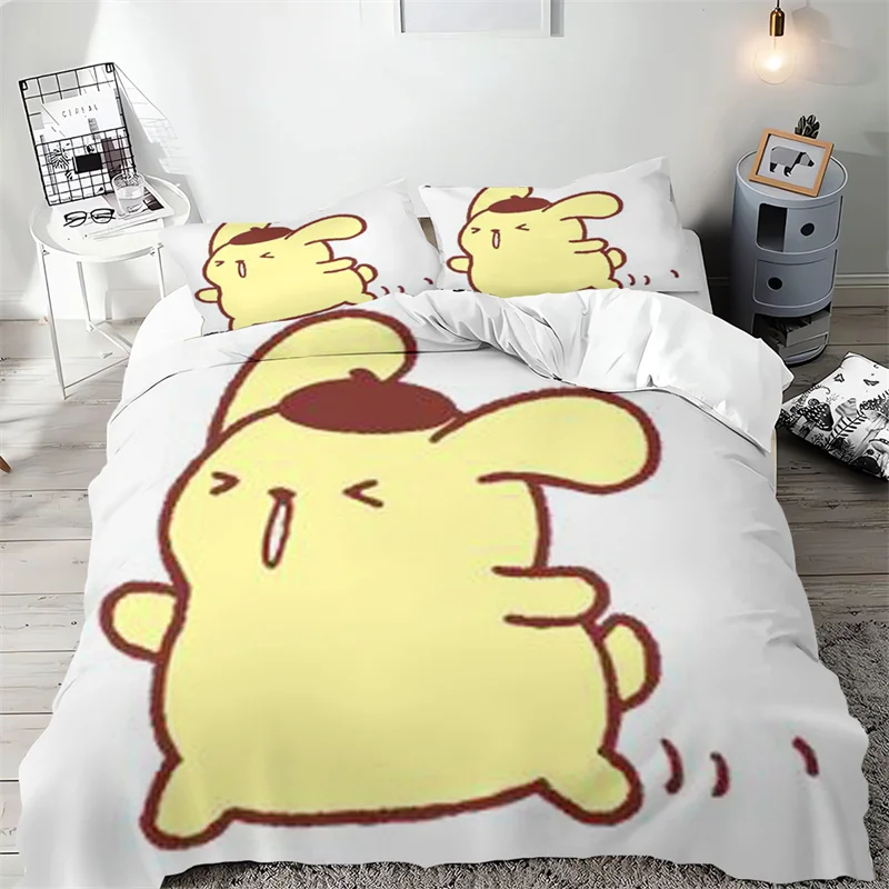 Pompompurin-3D Impresso Microfibra Bedding Set, Capa de edredão, Costura Bordado, Multi-Size, Decoração do quarto, Multi-Piece