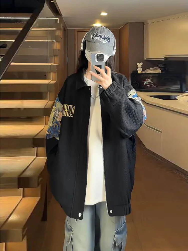 

Новый китайский Sle лоскутный медведь мужской джет в американском стиле ретро Cleanfit Flight ort весенне-осенний бейсбольный костюм свободного покроя