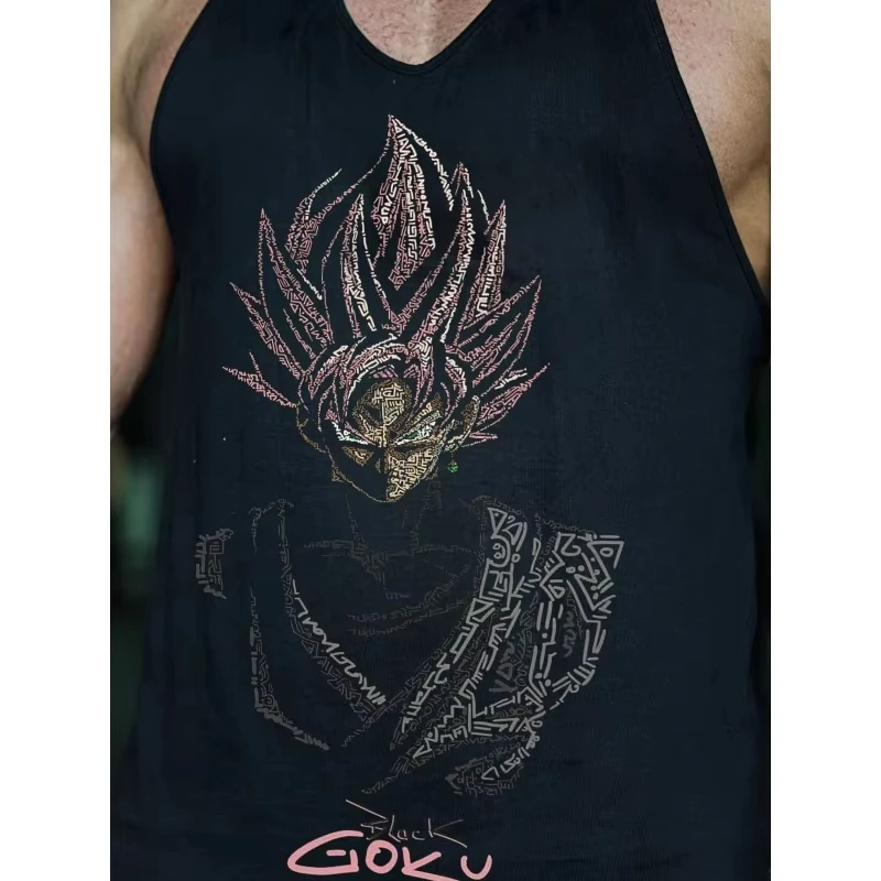 Dragon Ball Black Goku Camiseta sin mangas con gráfico artístico - Anime para hombre - Inspirado en gimnasio y ropa casual Sudadera transpirable Top sin mangas