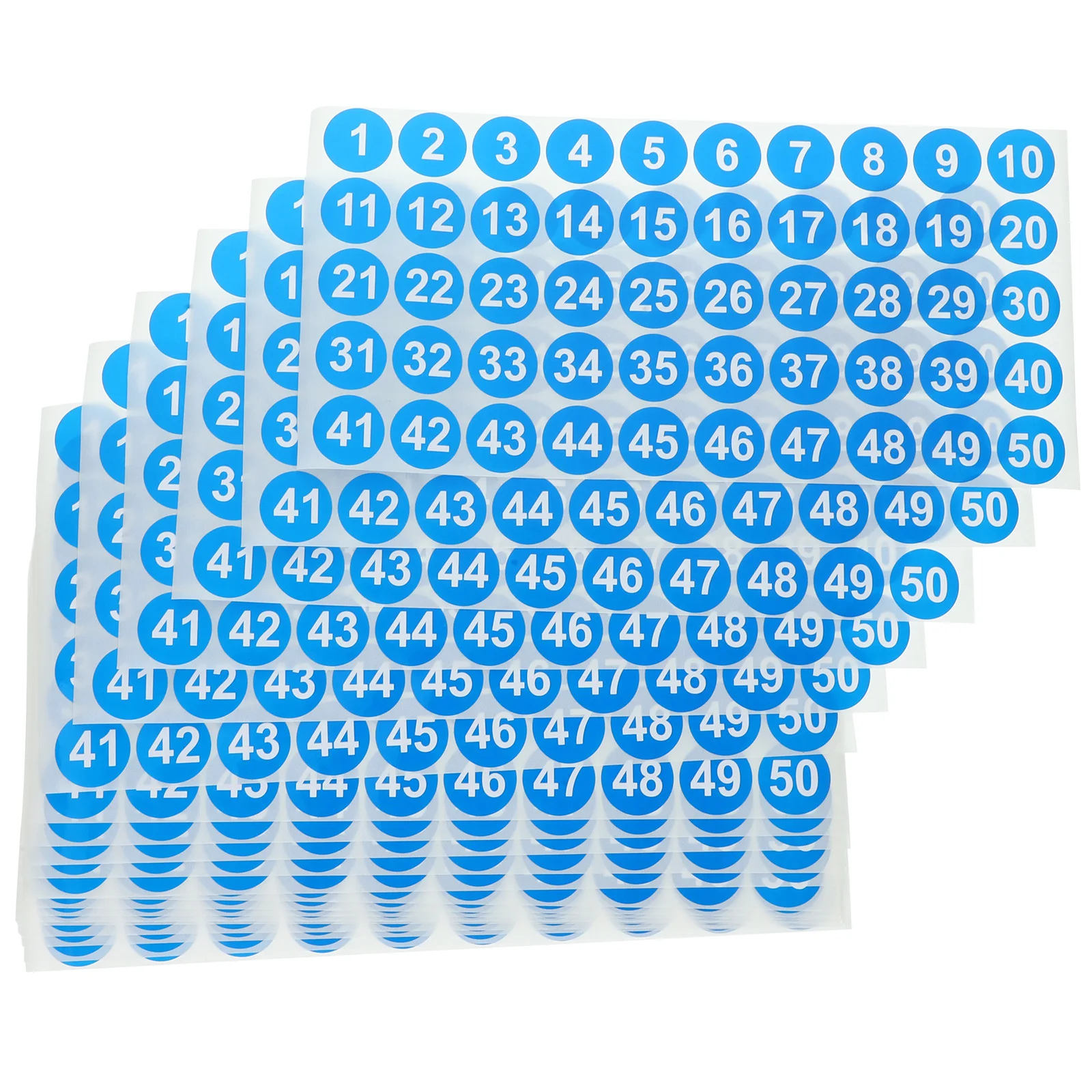 20 Blatt Nummernetiketten, digitale Aufkleber, 1–50 selbstklebende nummerierte Aufkleber für die Organisation von Büro, Klassenzimmer, Codierung