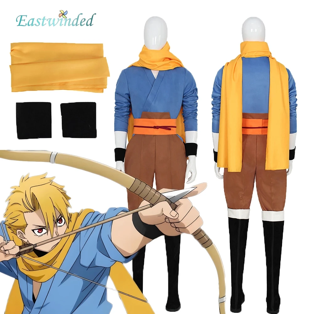 

Anime Pair Of Underworld Yuru Cosplay Costume Blue Top Combat Uniform Yellow Scarf Clothes Outfits Disguise Halloween Carnival