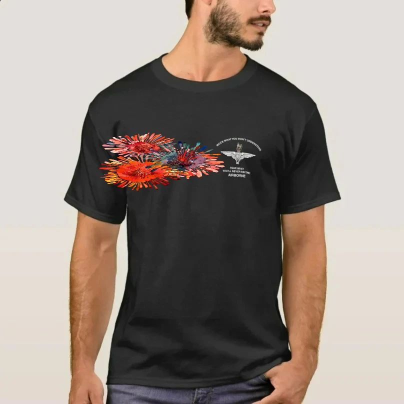 British Army Parachute Regiment Badge Motto T-Shirt 100% Cotton O-Neck Summer Short Sleeve Casual Mens T-shirt Size S-3XL