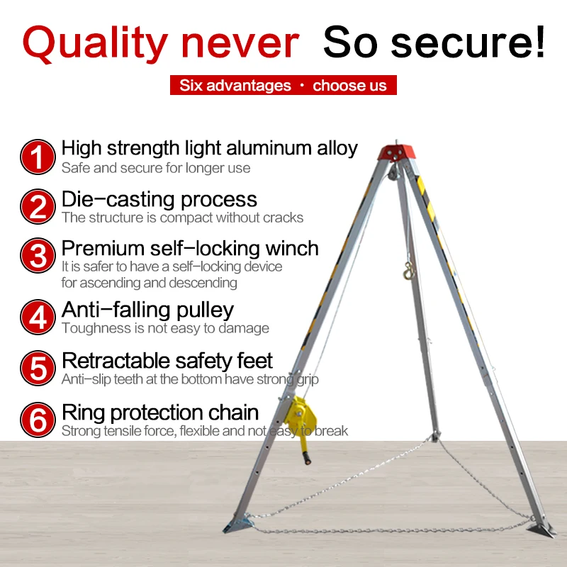 معدات السلامة للحماية من السقوط ذات المساحة المحدودة، حامل ثلاثي القوائم قابل للتخصيص مباشرة من المصنع